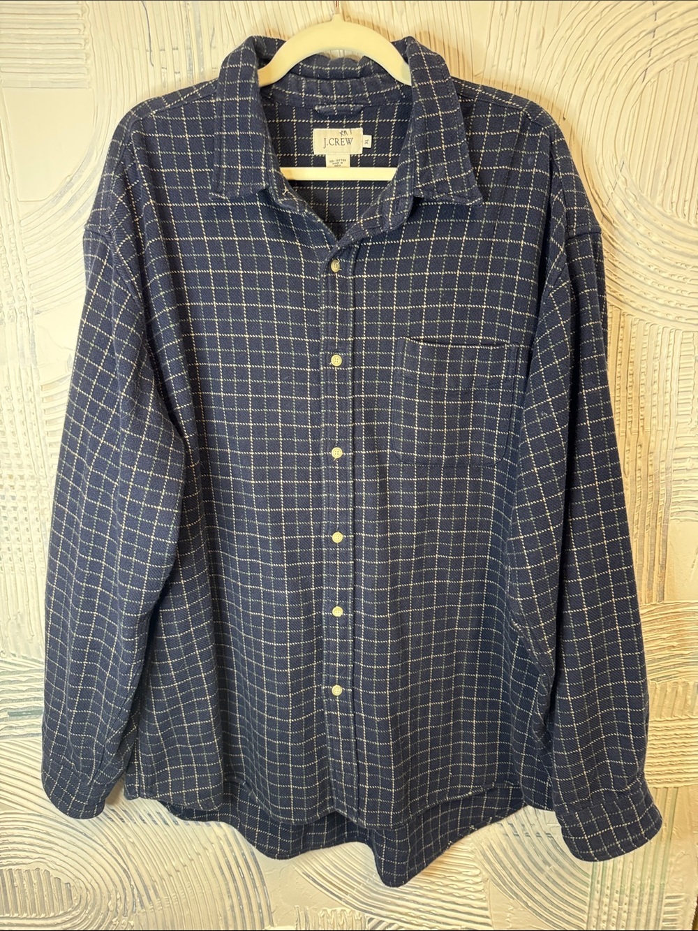 J. Crew Navy Windowpane Button-Down Shirt N0468